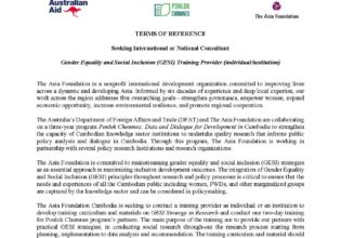 Seeking International/ National Consultant – Gender Equality Social Inclusion (GESI) Training Provider (individual/institution)